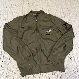 Sean John Men’s Military Bomber Jacket With Patches full zip Size Medium